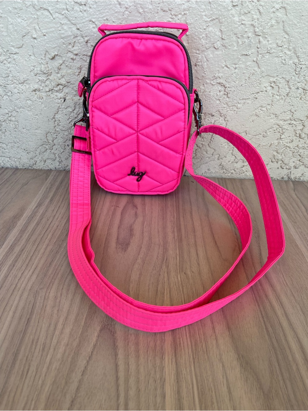 lug Hot Pink Quilted Crossbody Phone Bag